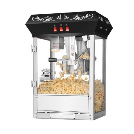 SUPERIOR POPCORN CO Countertop Popcorn Machine Antique Style Popper, 8-ounce Kettle, Drawer, Tray, Scoop (Black) 886085JVP